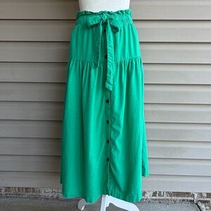 Universal Thread• Green Linen Blend Button Front Midi Skirt - Size Large